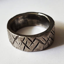 Load image into Gallery viewer, Stainless Steel Ring, Cross Hatch Pattern