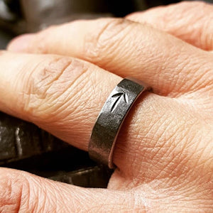 Iron Viking Ring with Hand Carved Rune
