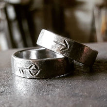 Load image into Gallery viewer, Iron Viking Ring with Hand Carved Rune
