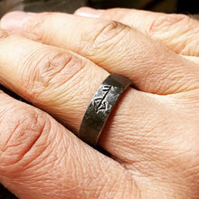 Load image into Gallery viewer, Iron Viking Ring with Hand Carved Rune