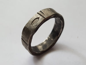 Stainless Steel ring, Chiseled Eye Pattern