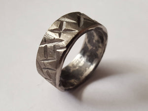 Stainless Steel Ring, Cross Hatch Pattern