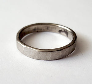 Stainless Steel Wedding Band, Faceted Texture