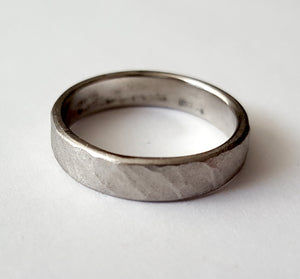 Stainless Steel Ring, Hammered Wave Texture